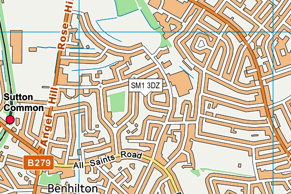 SM1 3DZ map - OS VectorMap District (Ordnance Survey) SM1 3DZ map - OS VectorMap District (Ordnance Survey)