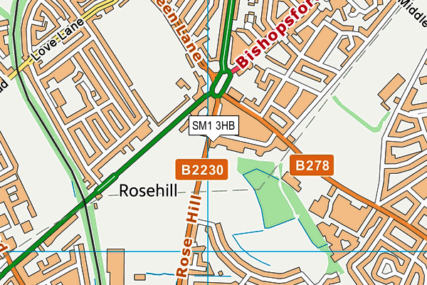 SM1 3HB map - OS VectorMap District (Ordnance Survey) SM1 3HB map - OS VectorMap District (Ordnance Survey)