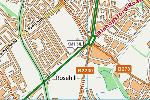 SM1 3JL map - OS VectorMap District (Ordnance Survey) SM1 3JL map - OS VectorMap District (Ordnance Survey)