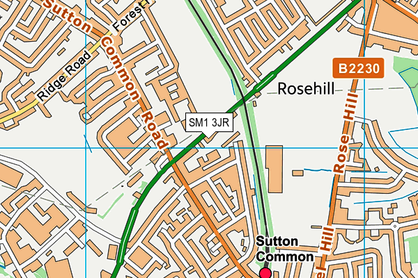 SM1 3JR map - OS VectorMap District (Ordnance Survey)