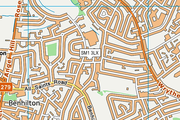 SM1 3LX map - OS VectorMap District (Ordnance Survey) SM1 3LX map - OS VectorMap District (Ordnance Survey)