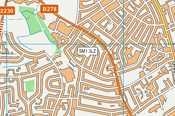 SM1 3LZ map - OS VectorMap District (Ordnance Survey) SM1 3LZ map - OS VectorMap District (Ordnance Survey)