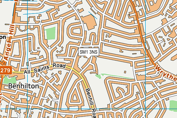 SM1 3NS map - OS VectorMap District (Ordnance Survey) SM1 3NS map - OS VectorMap District (Ordnance Survey)