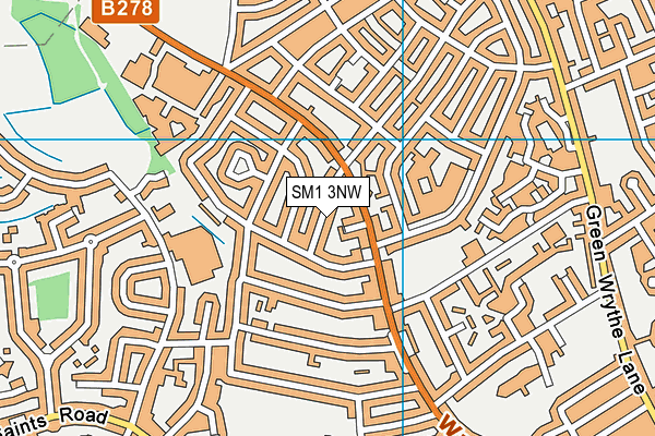 SM1 3NW map - OS VectorMap District (Ordnance Survey) SM1 3NW map - OS VectorMap District (Ordnance Survey)