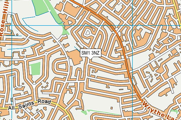 SM1 3NZ map - OS VectorMap District (Ordnance Survey) SM1 3NZ map - OS VectorMap District (Ordnance Survey)