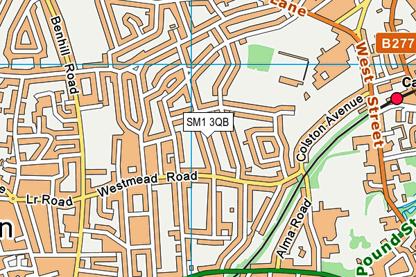 SM1 3QB map - OS VectorMap District (Ordnance Survey) SM1 3QB map - OS VectorMap District (Ordnance Survey)