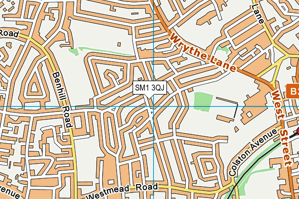SM1 3QJ map - OS VectorMap District (Ordnance Survey) SM1 3QJ map - OS VectorMap District (Ordnance Survey)