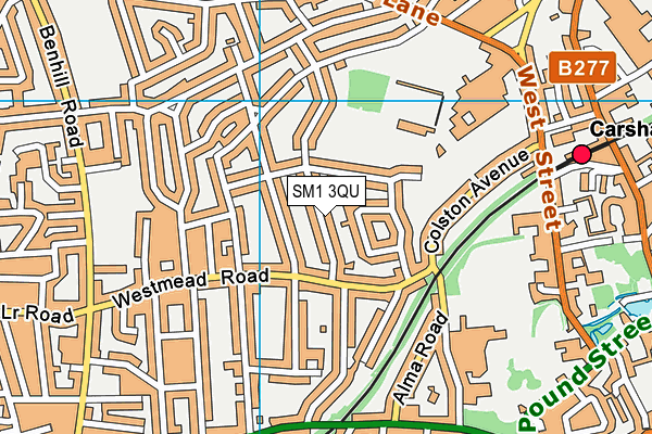 SM1 3QU map - OS VectorMap District (Ordnance Survey) SM1 3QU map - OS VectorMap District (Ordnance Survey)