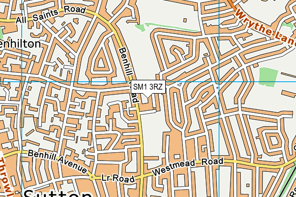SM1 3RZ map - OS VectorMap District (Ordnance Survey) SM1 3RZ map - OS VectorMap District (Ordnance Survey)
