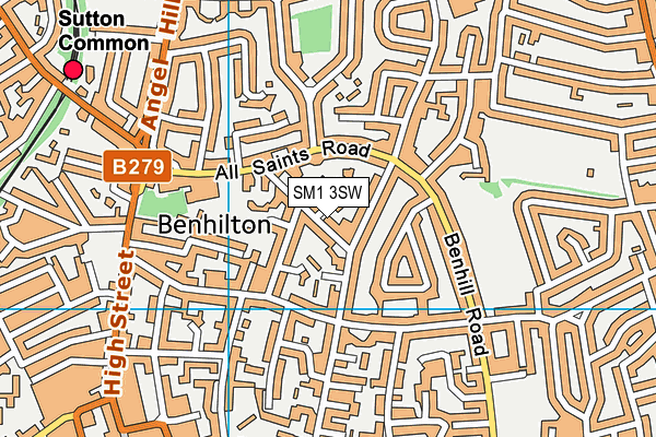 SM1 3SW map - OS VectorMap District (Ordnance Survey) SM1 3SW map - OS VectorMap District (Ordnance Survey)