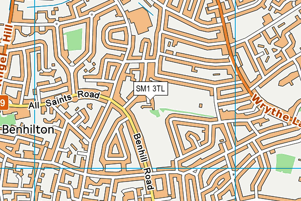 SM1 3TL map - OS VectorMap District (Ordnance Survey) SM1 3TL map - OS VectorMap District (Ordnance Survey)