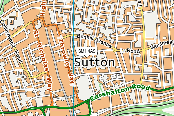 SM1 4AS map - OS VectorMap District (Ordnance Survey)