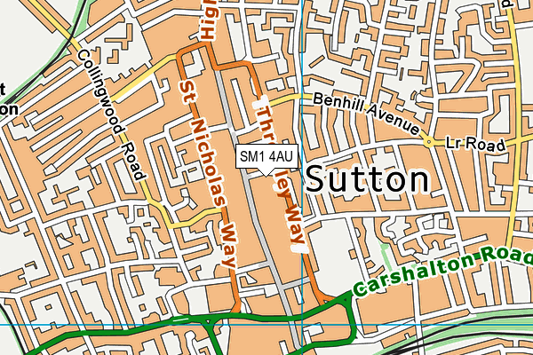 SM1 4AU map - OS VectorMap District (Ordnance Survey) SM1 4AU map - OS VectorMap District (Ordnance Survey)