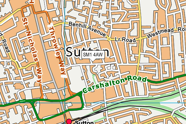 SM1 4AW map - OS VectorMap District (Ordnance Survey) SM1 4AW map - OS VectorMap District (Ordnance Survey)