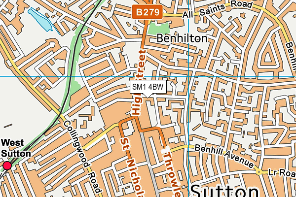 SM1 4BW map - OS VectorMap District (Ordnance Survey) SM1 4BW map - OS VectorMap District (Ordnance Survey)