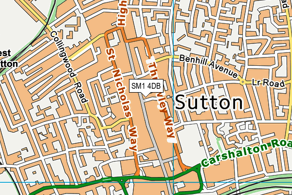 SM1 4DB map - OS VectorMap District (Ordnance Survey) SM1 4DB map - OS VectorMap District (Ordnance Survey)