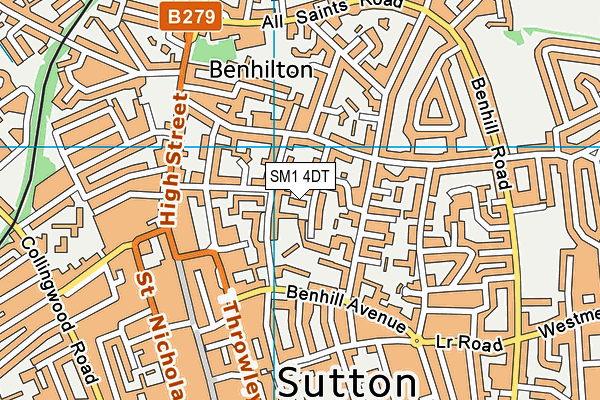 SM1 4DT map - OS VectorMap District (Ordnance Survey) SM1 4DT map - OS VectorMap District (Ordnance Survey)