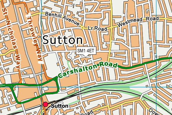 SM1 4ET map - OS VectorMap District (Ordnance Survey) SM1 4ET map - OS VectorMap District (Ordnance Survey)