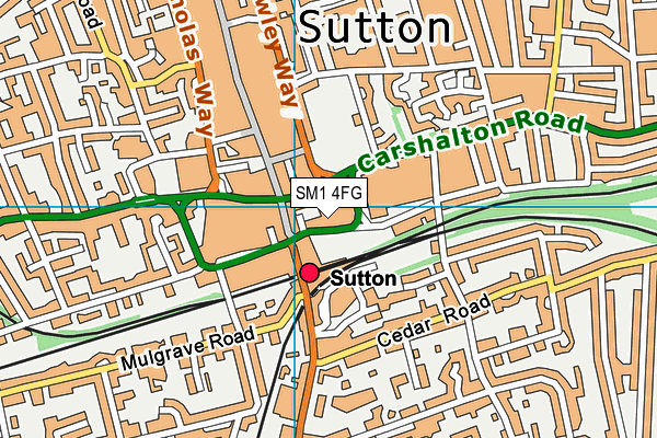 SM1 4FG map - OS VectorMap District (Ordnance Survey) SM1 4FG map - OS VectorMap District (Ordnance Survey)