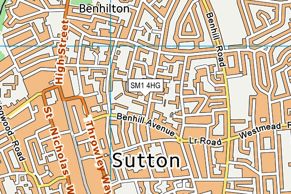 SM1 4HG map - OS VectorMap District (Ordnance Survey) SM1 4HG map - OS VectorMap District (Ordnance Survey)