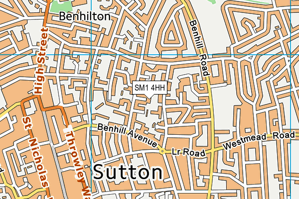 SM1 4HH map - OS VectorMap District (Ordnance Survey) SM1 4HH map - OS VectorMap District (Ordnance Survey)