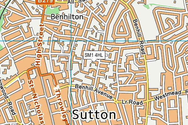 SM1 4HL map - OS VectorMap District (Ordnance Survey) SM1 4HL map - OS VectorMap District (Ordnance Survey)
