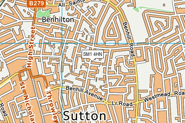 SM1 4HN map - OS VectorMap District (Ordnance Survey)