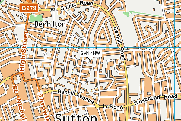 SM1 4HW map - OS VectorMap District (Ordnance Survey) SM1 4HW map - OS VectorMap District (Ordnance Survey)