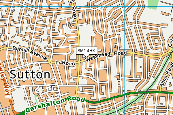 SM1 4HX map - OS VectorMap District (Ordnance Survey) SM1 4HX map - OS VectorMap District (Ordnance Survey)