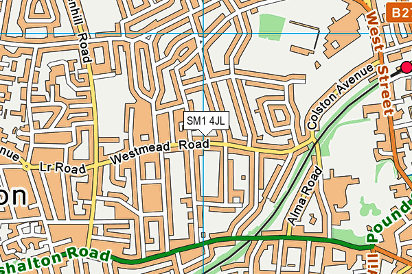 SM1 4JL map - OS VectorMap District (Ordnance Survey) SM1 4JL map - OS VectorMap District (Ordnance Survey)