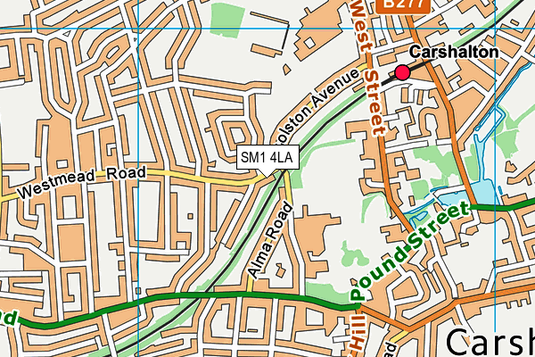 SM1 4LA map - OS VectorMap District (Ordnance Survey) SM1 4LA map - OS VectorMap District (Ordnance Survey)
