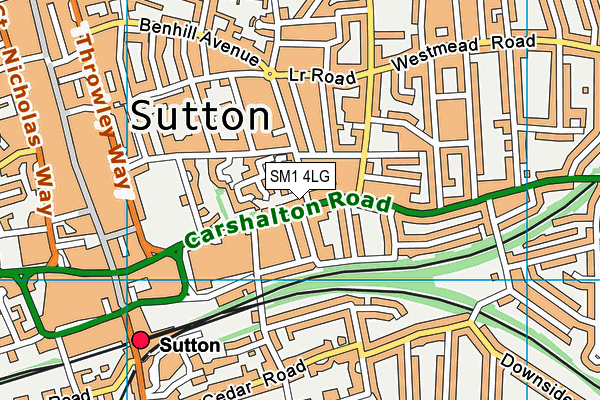 SM1 4LG map - OS VectorMap District (Ordnance Survey) SM1 4LG map - OS VectorMap District (Ordnance Survey)