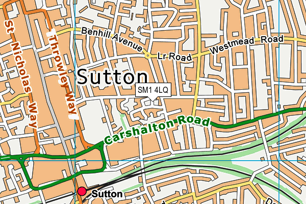 SM1 4LQ map - OS VectorMap District (Ordnance Survey)