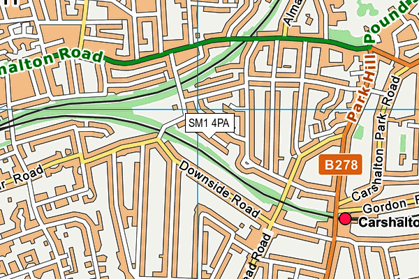 SM1 4PA map - OS VectorMap District (Ordnance Survey) SM1 4PA map - OS VectorMap District (Ordnance Survey)