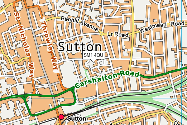 SM1 4QU map - OS VectorMap District (Ordnance Survey) SM1 4QU map - OS VectorMap District (Ordnance Survey)