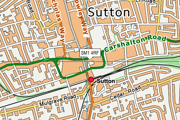 SM1 4RF map - OS VectorMap District (Ordnance Survey) SM1 4RF map - OS VectorMap District (Ordnance Survey)