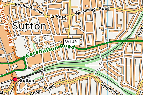 SM1 4RJ map - OS VectorMap District (Ordnance Survey) SM1 4RJ map - OS VectorMap District (Ordnance Survey)