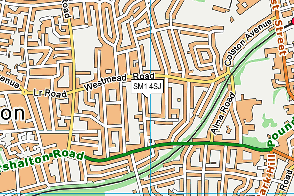 SM1 4SJ map - OS VectorMap District (Ordnance Survey) SM1 4SJ map - OS VectorMap District (Ordnance Survey)