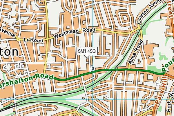 SM1 4SQ map - OS VectorMap District (Ordnance Survey) SM1 4SQ map - OS VectorMap District (Ordnance Survey)
