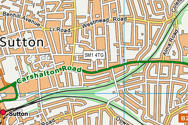 SM1 4TG map - OS VectorMap District (Ordnance Survey) SM1 4TG map - OS VectorMap District (Ordnance Survey)
