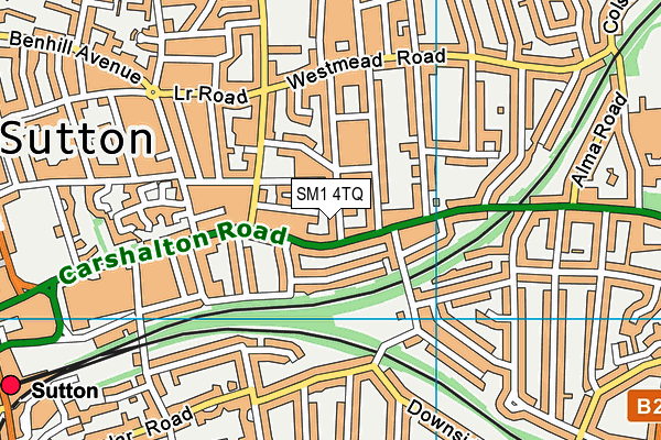 SM1 4TQ map - OS VectorMap District (Ordnance Survey) SM1 4TQ map - OS VectorMap District (Ordnance Survey)