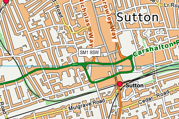 SM1 9SW map - OS VectorMap District (Ordnance Survey) SM1 9SW map - OS VectorMap District (Ordnance Survey)