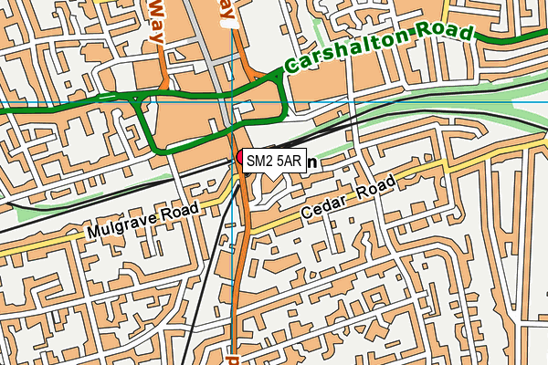 SM2 5AR map - OS VectorMap District (Ordnance Survey)