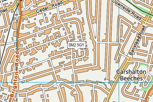 SM2 5GY map - OS VectorMap District (Ordnance Survey) SM2 5GY map - OS VectorMap District (Ordnance Survey)