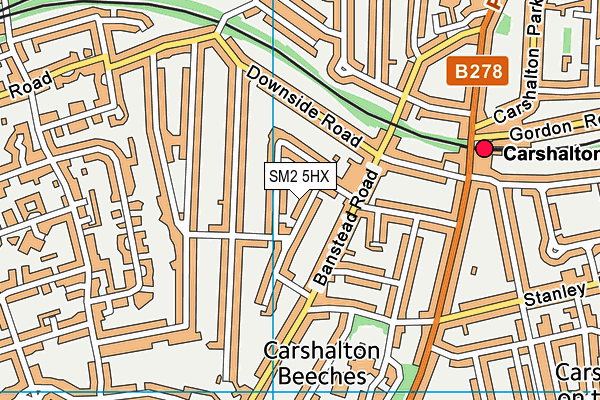 SM2 5HX map - OS VectorMap District (Ordnance Survey) SM2 5HX map - OS VectorMap District (Ordnance Survey)