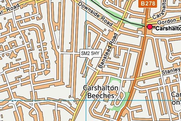 SM2 5HY map - OS VectorMap District (Ordnance Survey) SM2 5HY map - OS VectorMap District (Ordnance Survey)