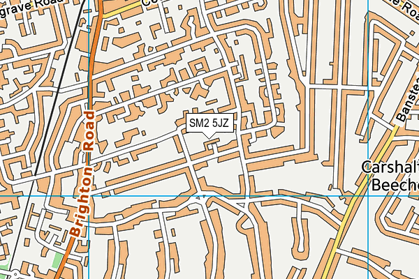SM2 5JZ map - OS VectorMap District (Ordnance Survey) SM2 5JZ map - OS VectorMap District (Ordnance Survey)