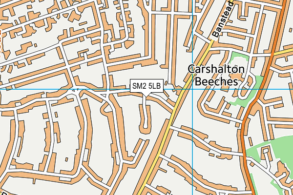 SM2 5LB map - OS VectorMap District (Ordnance Survey) SM2 5LB map - OS VectorMap District (Ordnance Survey)
