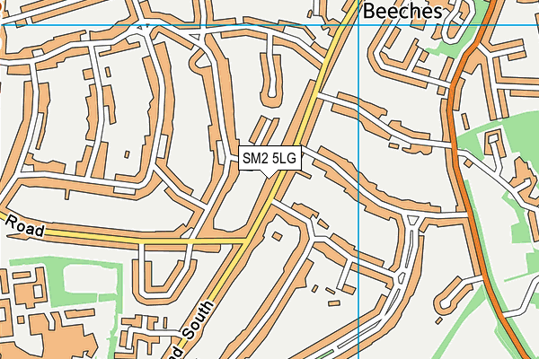 SM2 5LG map - OS VectorMap District (Ordnance Survey) SM2 5LG map - OS VectorMap District (Ordnance Survey)