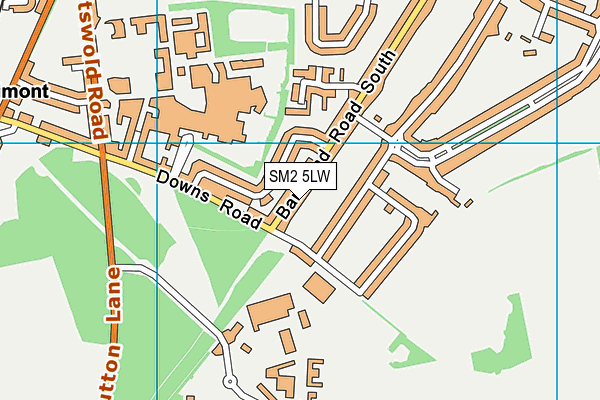 SM2 5LW map - OS VectorMap District (Ordnance Survey) SM2 5LW map - OS VectorMap District (Ordnance Survey)